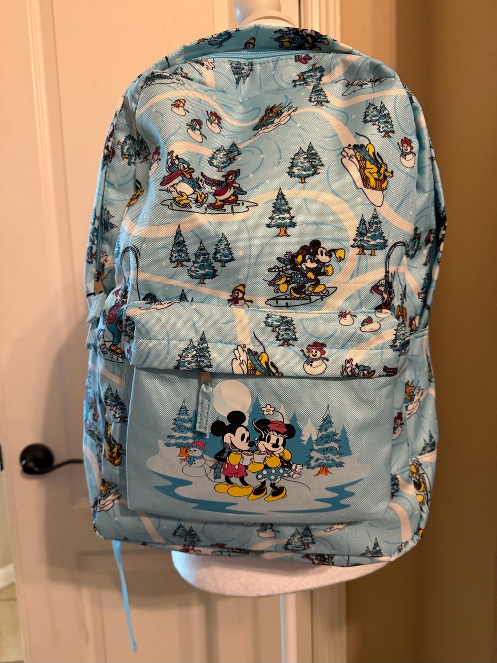 Holiday backpack with Mickey and Minnie winter print